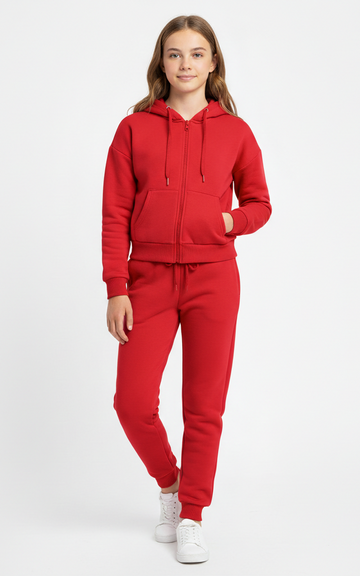 Zipper Hoodie With Jogger For Girls - SKM