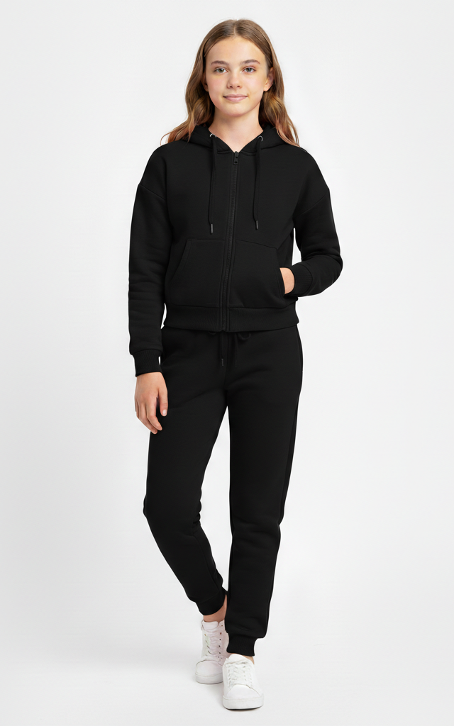 Zipper Hoodie With Jogger For Girls - SKM