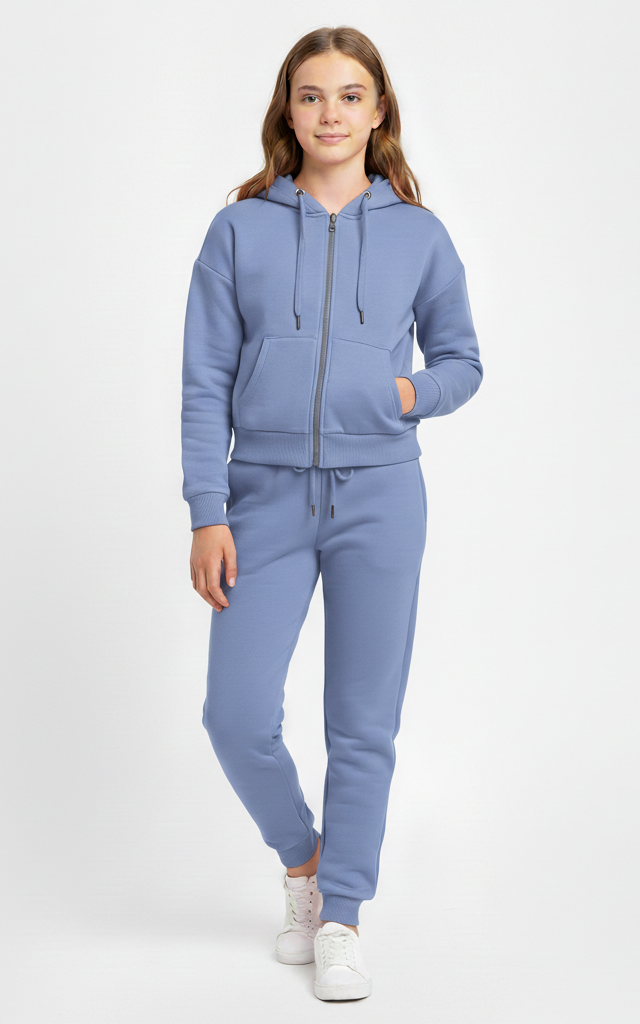 Zipper Hoodie With Jogger For Girls - SKM