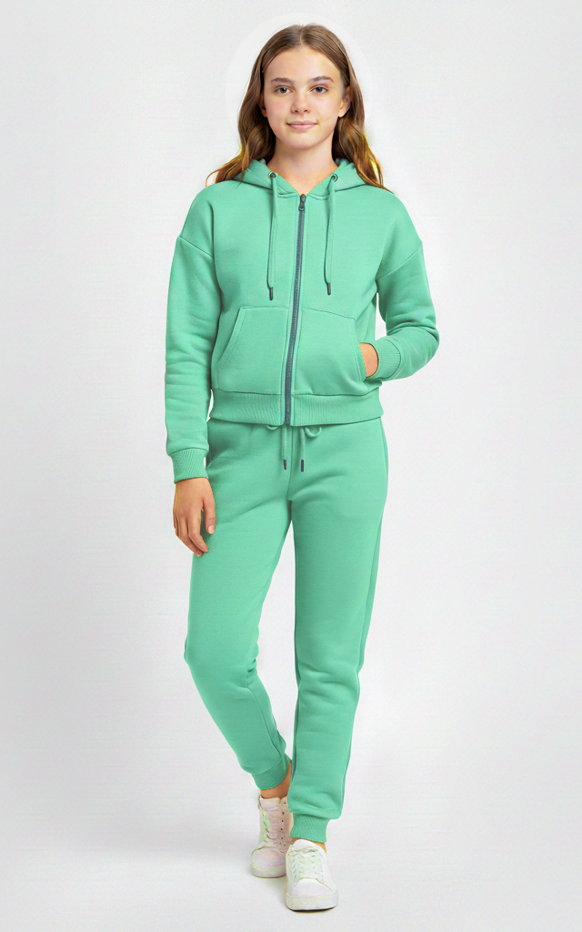 Zipper Hoodie With Jogger For Girls - SKM