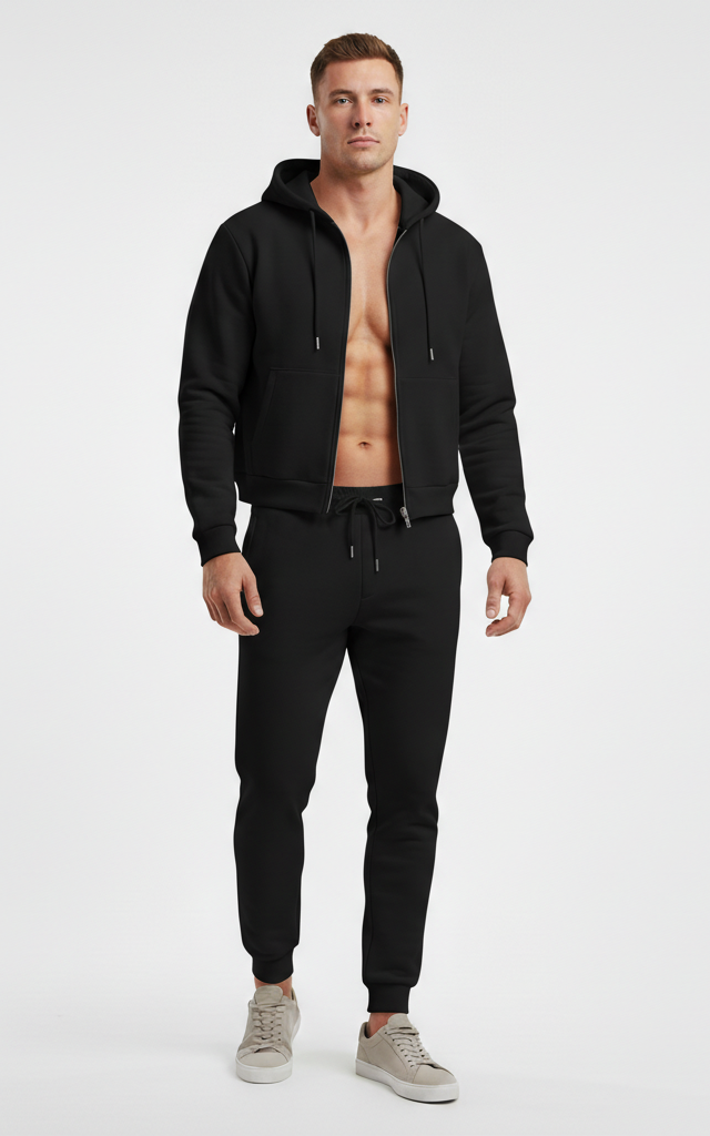 Men’s Zipper Hoodie Tracksuit – Stylish & Comfortable 2-Piece Set - SKM