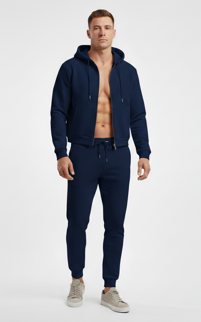 Men’s Zipper Hoodie Tracksuit – Stylish & Comfortable 2-Piece Set - SKM