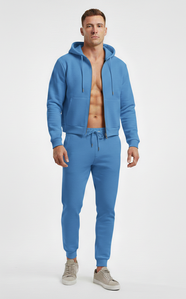 Men’s Zipper Hoodie Tracksuit – Stylish & Comfortable 2-Piece Set - SKM