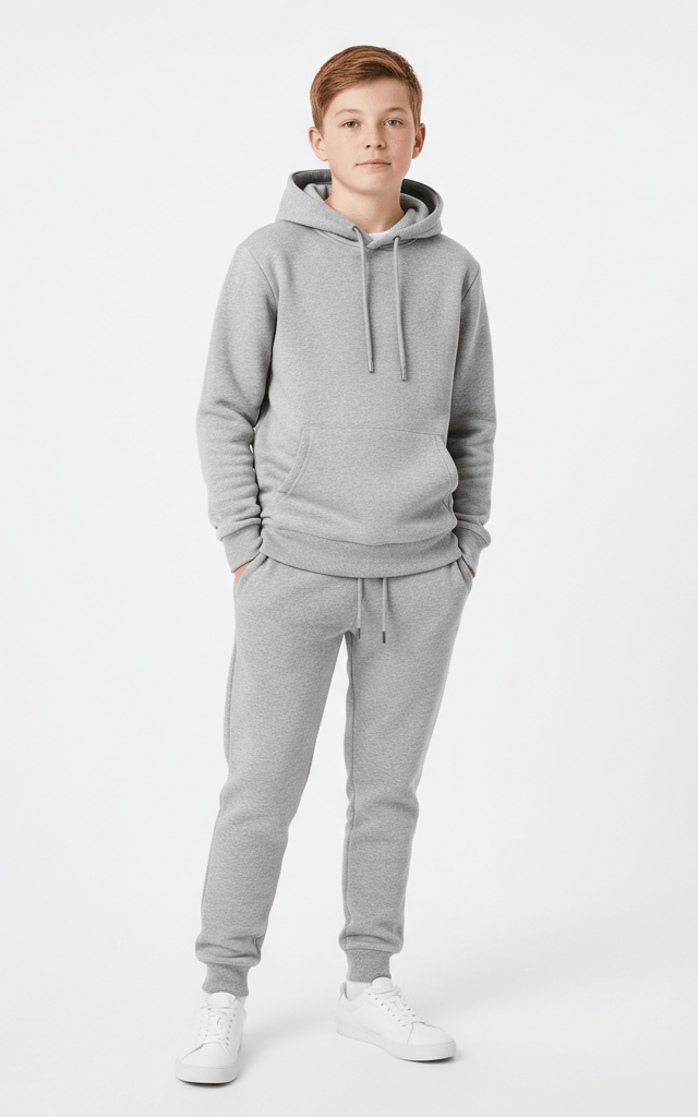 Pullover Hoodie Tracksuit for Boys – Cozy & Stylish Tracksuit Heather Grey