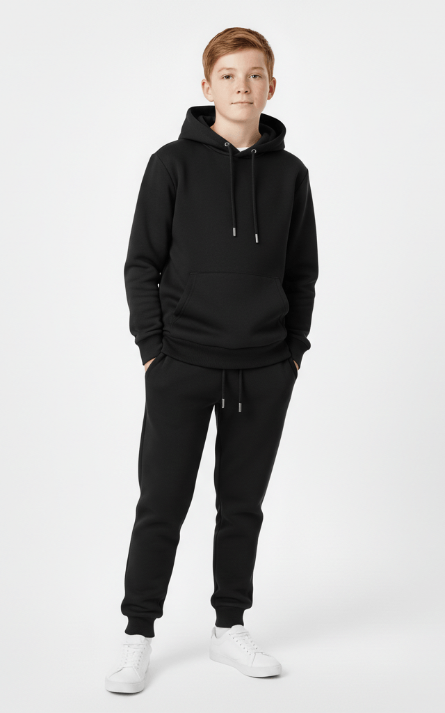 Pullover Hoodie Tracksuit for Boys – Cozy & Stylish Tracksuit Black