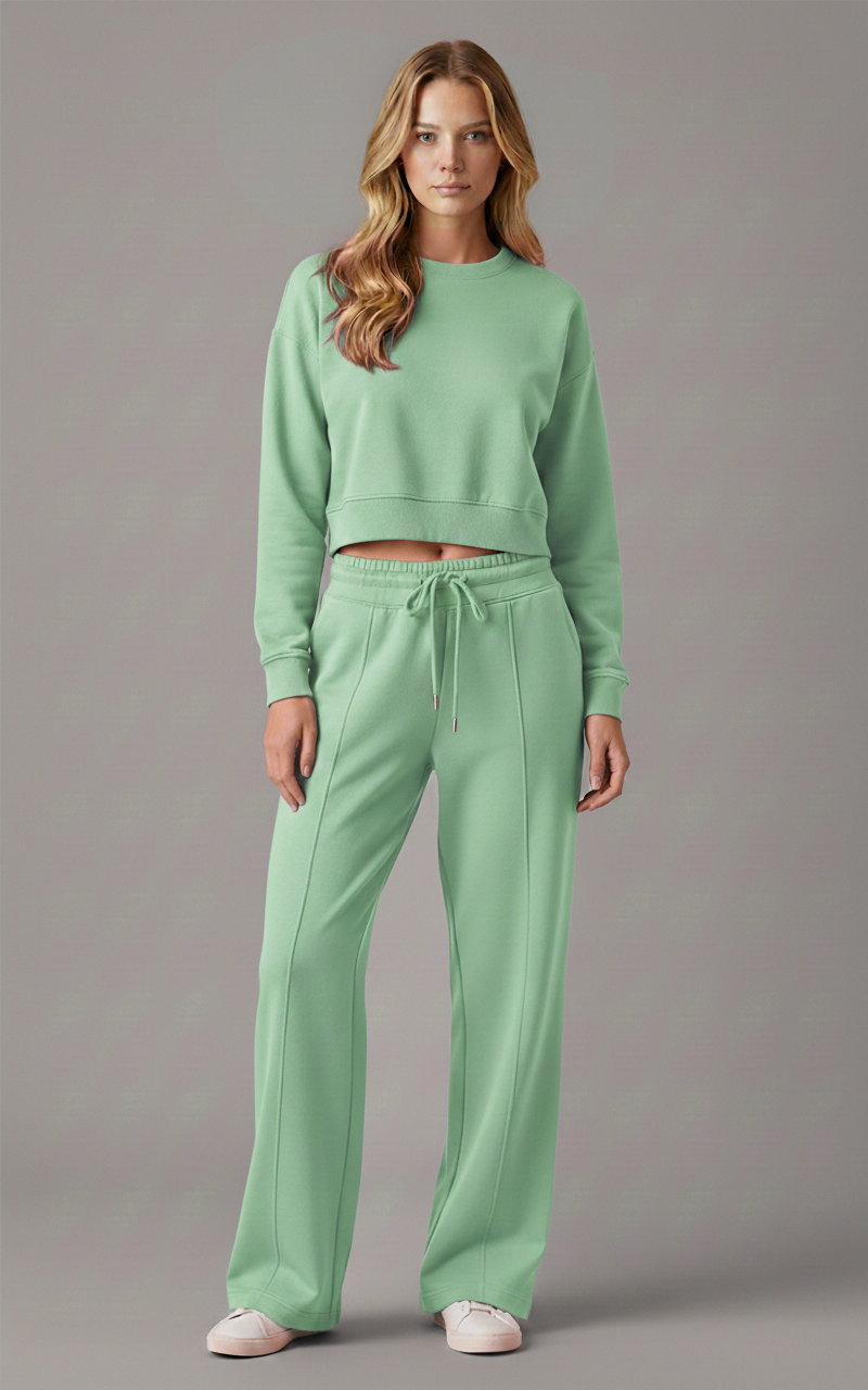 Chocolate Brown Crop Hoodie & Wide Leg Trouser Tracksuit 2-Piece Lounge Set Loungewear