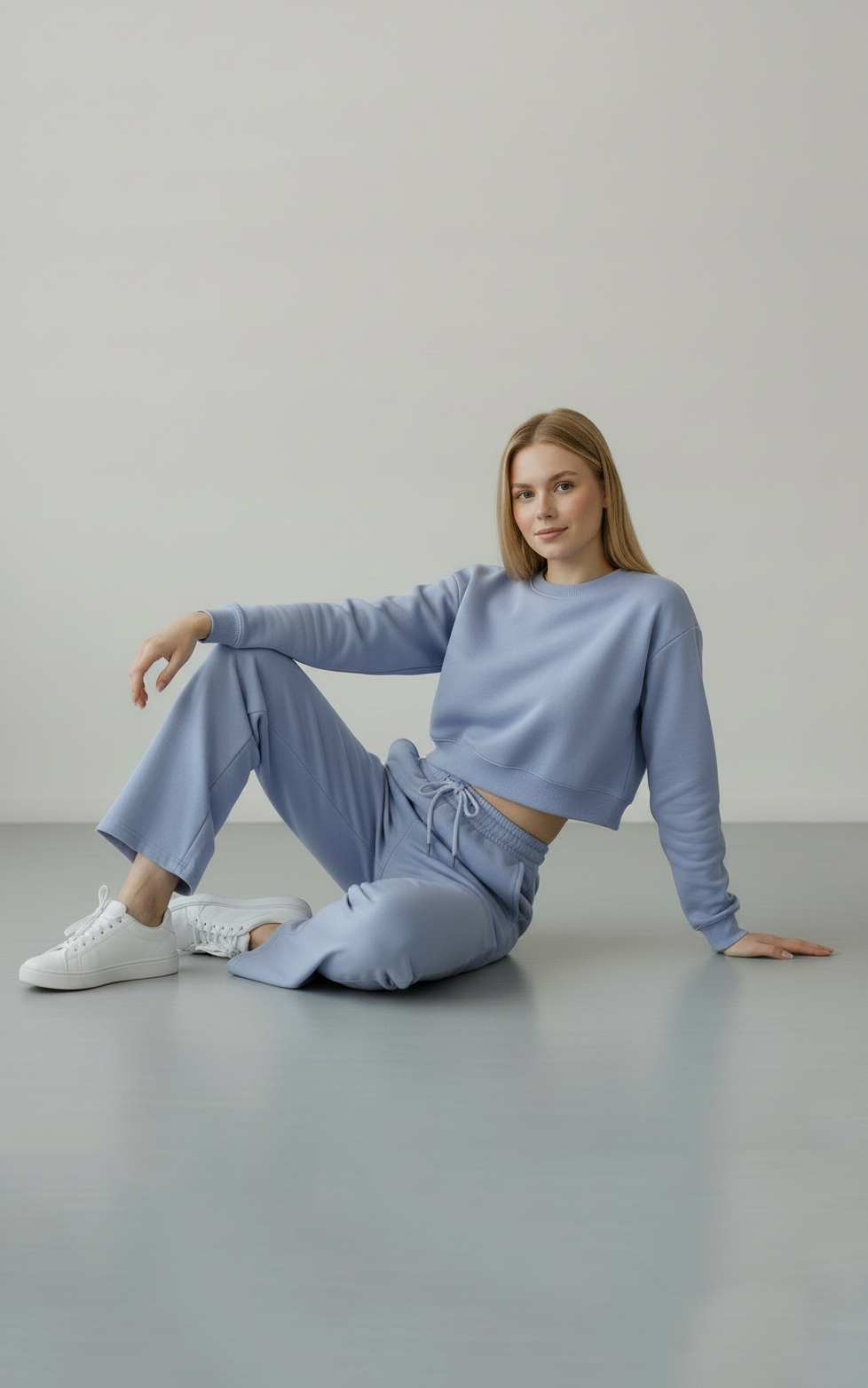 Women's Tracksuit Joggers Crop Sweatshirt With Seam Detail SKM