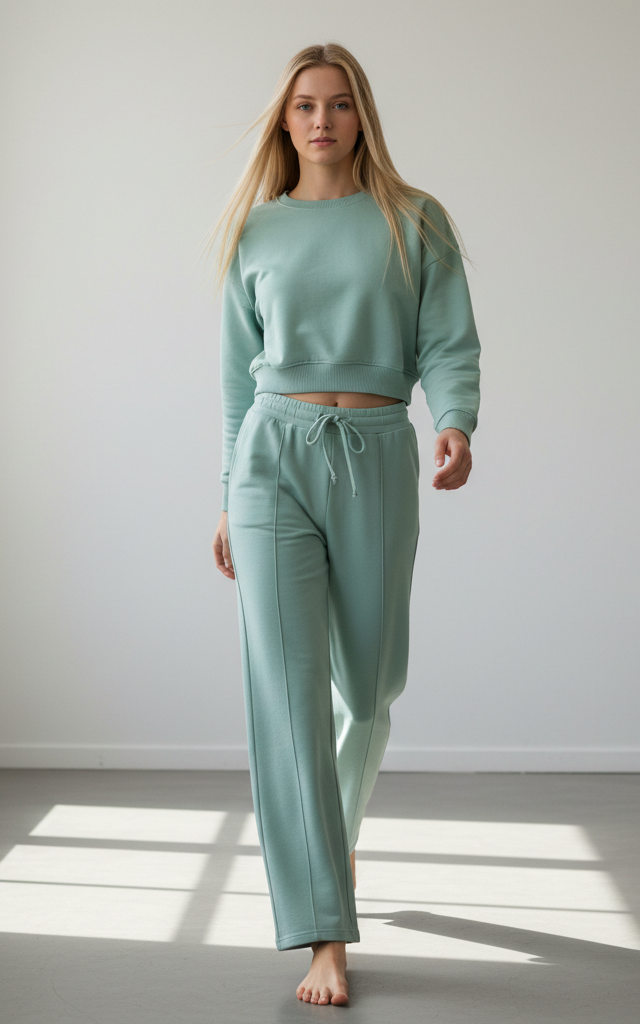 Indigo Outfits Long Sleeve Crop Top Pullover Drawstring Pant Jogger Set Casual Sweatsuits