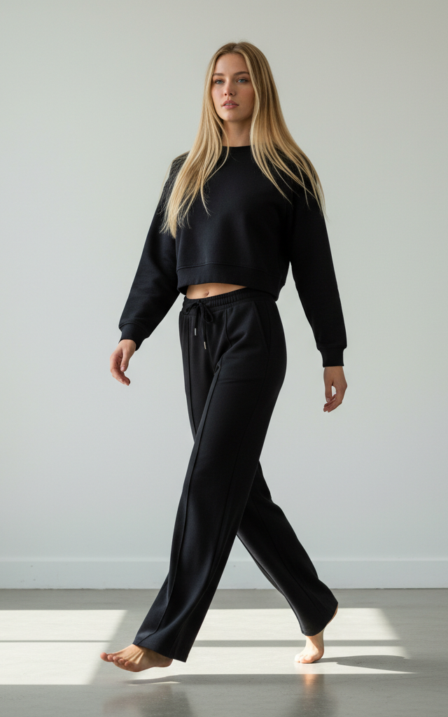 Indigo Outfits Long Sleeve Crop Top Pullover Drawstring Pant Jogger Set Casual Sweatsuits