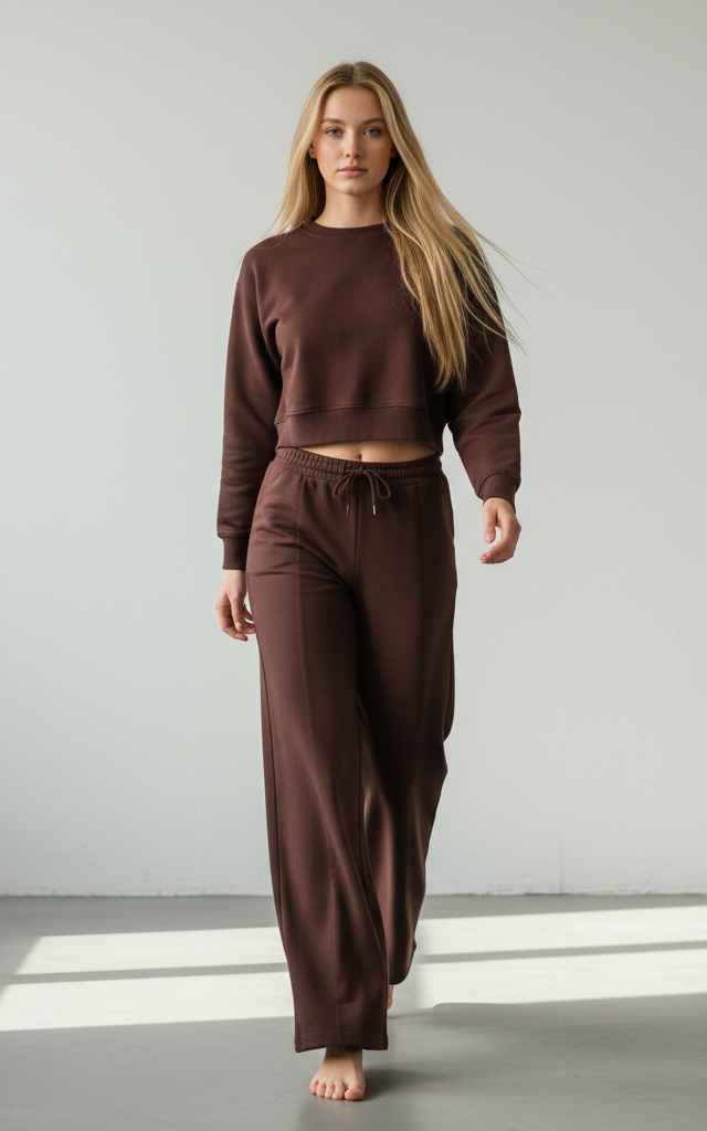 Indigo Outfits Long Sleeve Crop Top Pullover Drawstring Pant Jogger Set Casual Sweatsuits