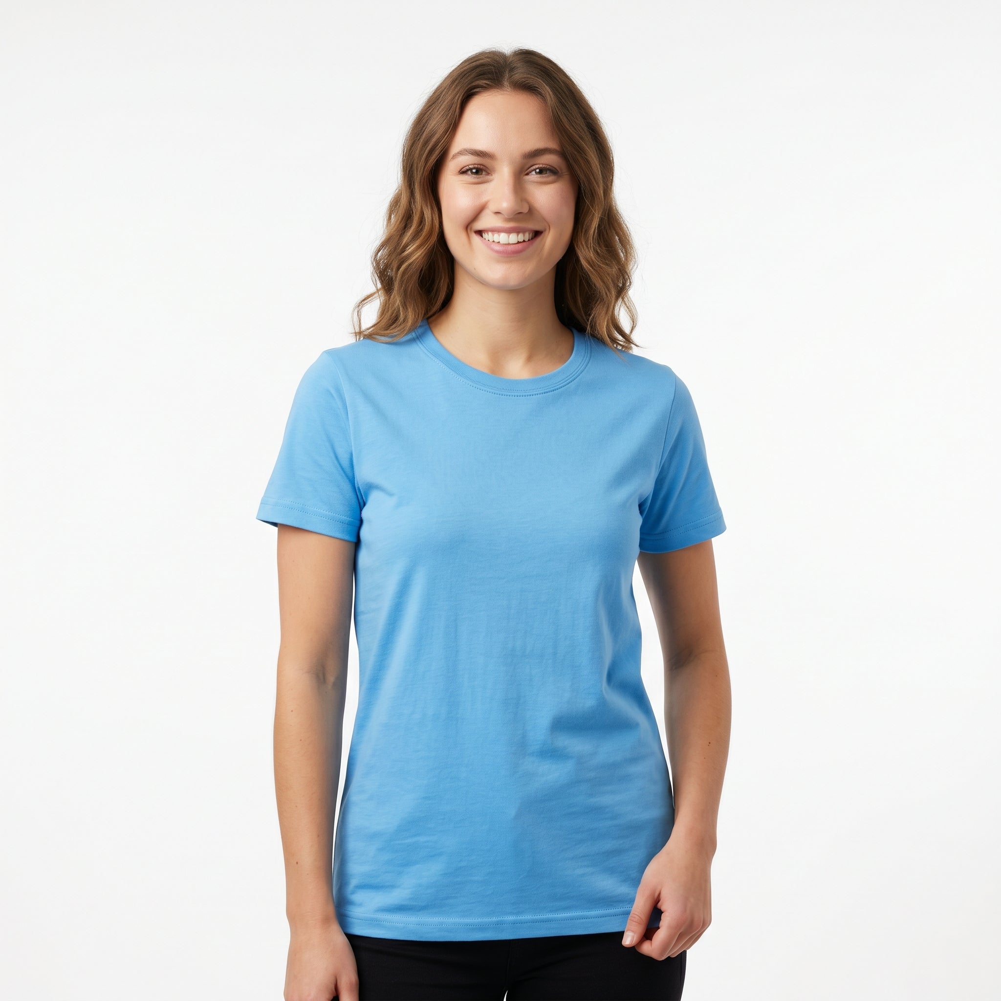 Women's 100% Cotton T-Shirt | Soft Breathable Crew Neck Basic Tee | Everyday Casual Essential Top Sky