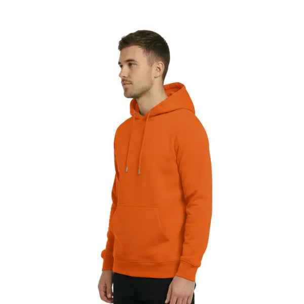 Plain Pullover Hoodie For Men's Orange
