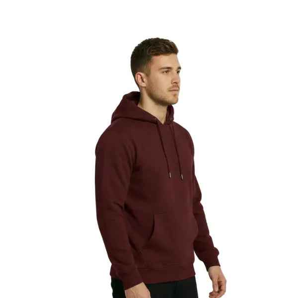 Plain Pullover Hoodie For Men's Maroon