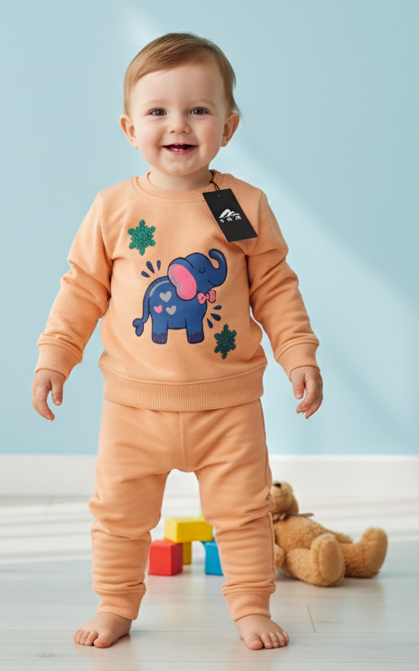 Elephant Sweat Shirt With Jogger For Kid's - SKM