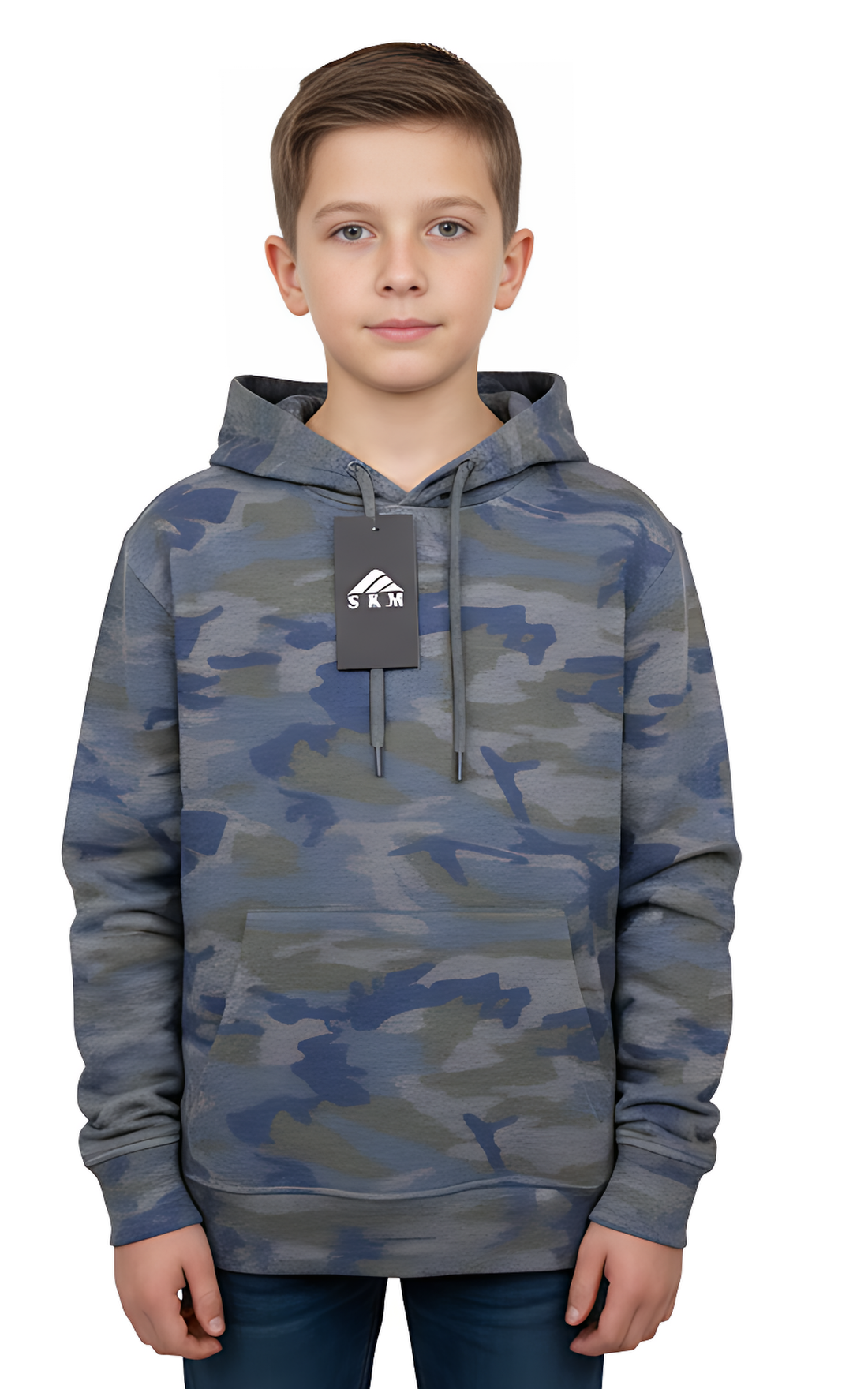 Gray Green Hoodie For Boy's - SKM